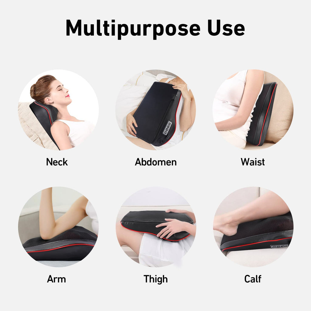 DeerRun® Back Massager with Heat, 3D Kneading Massage Pillow for Back, Neck, Shoulder, Leg Pain Relief