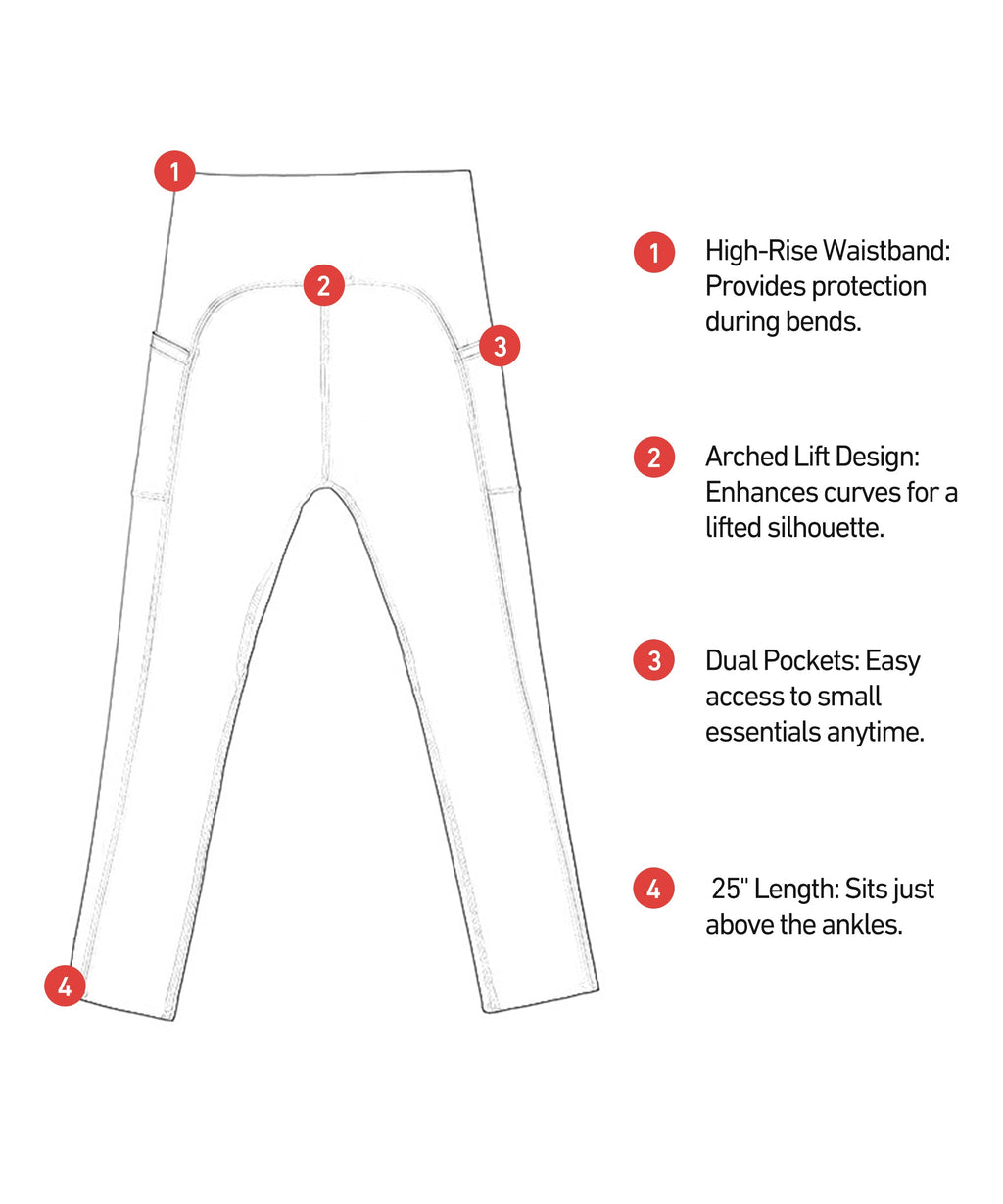 DeerRun® High-Waist Workout Legging 25'', with Dual Pockets - Ship as Bundle Only