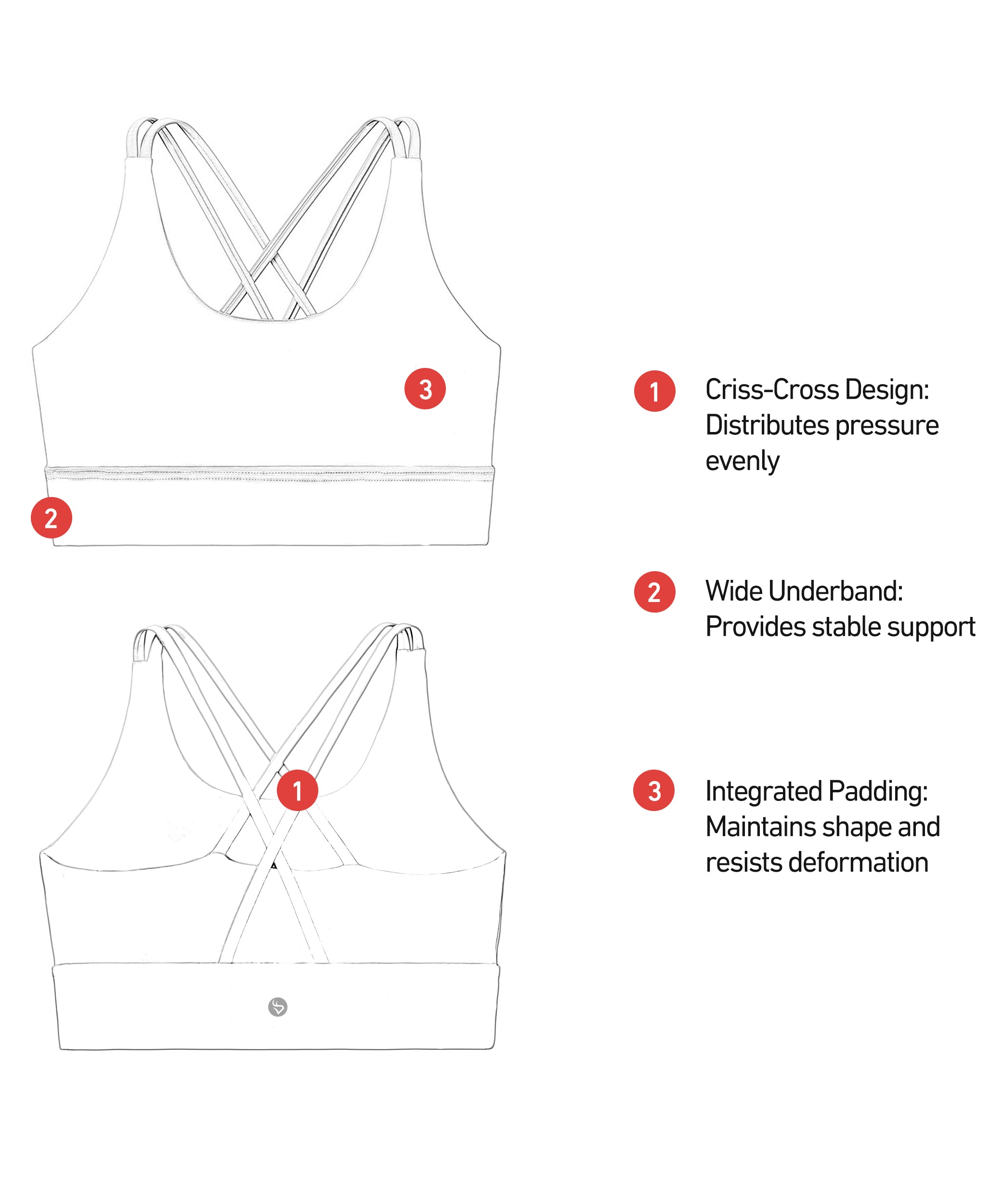 DeerRun® Cross-Back Sports Bra, Medium Support - Ship as Bundle Only