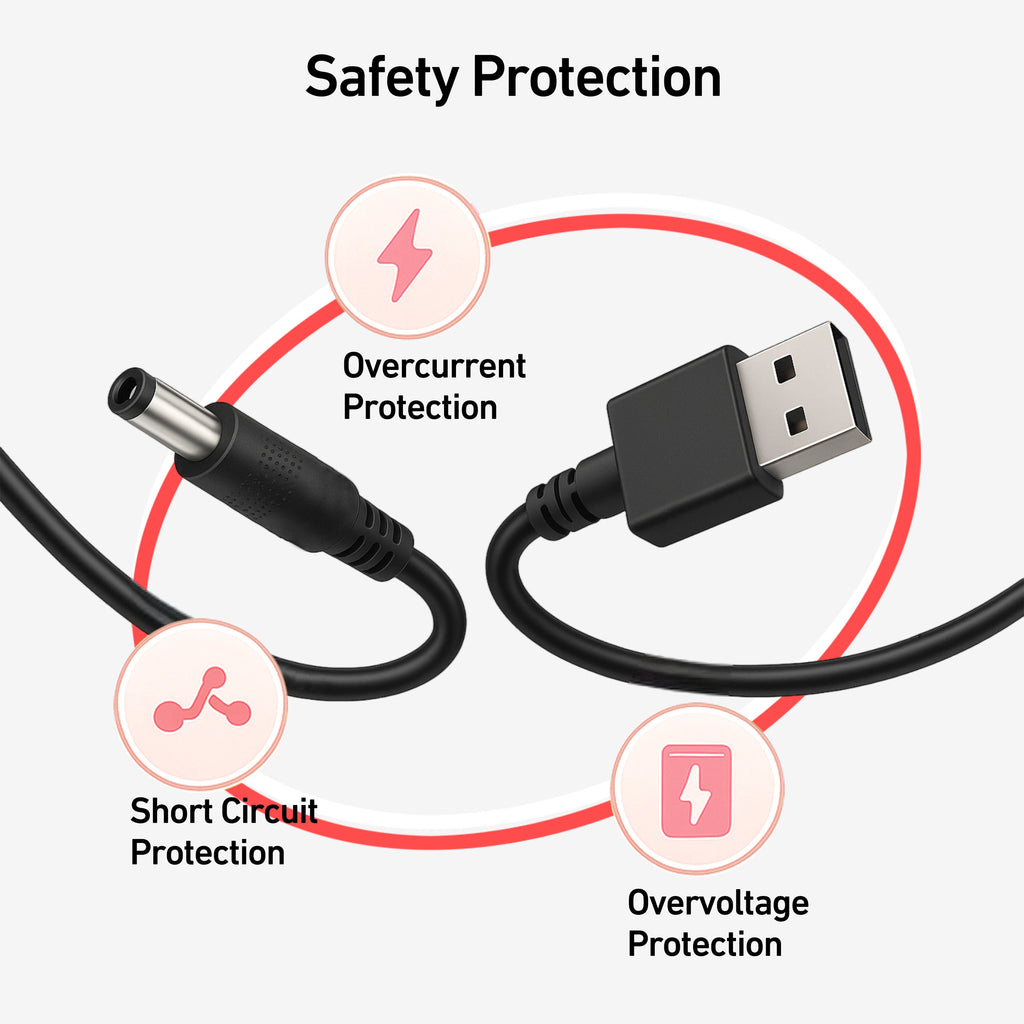 DeerRun® Bike Extension Cord, 10 ft, 5V 2A, with Adapter